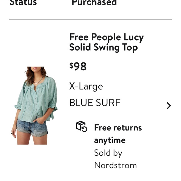 We The Free Lucy solid swing blouse in Blue Surf - Picture 4 of 4